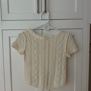 Free People Cable Knit Short Sleeve Top
